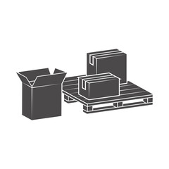 Cardboard boxes for delivery icon in flat style.Vector illustration.