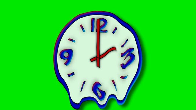 MELTING WALL CLOCK
Cartoon animation wall clock.HD 1080.12 sec. version.Green screen.Alpha matte.