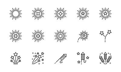  Fireworks Line  Icons  Vector Illustration , celebration, holiday, party