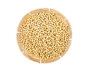 Soybeans in a plate on white background