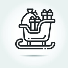Sleigh Icon Line Vector Illustration