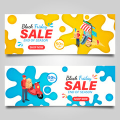 Black Friday banner design template. Vector illustration