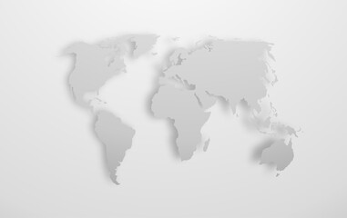 Grey world map with shadow. Vector illustration	