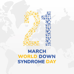 world down syndrome day 21 march with ribbons vector design