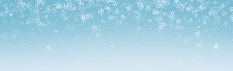 Naklejka na ściany i meble Banner Snow flake on Blue Background in Christmas holiday