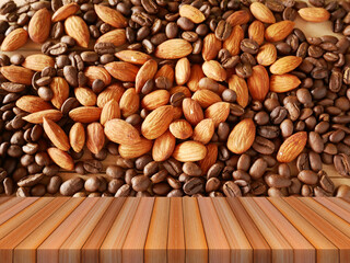 almond and coffee beans background