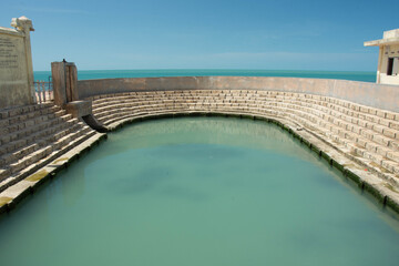 View on the Keerimalai Hot Springs on the northern coast of Jaffna, Sri Lanka. Horizontal