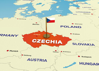 Czechia Map and Flag