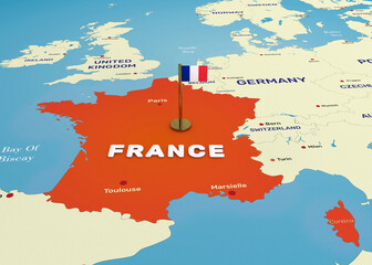 France Map and Flag