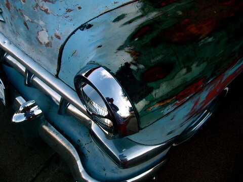 Old blue car, Mojave desert in California