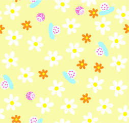 Obraz premium Seamless hand drawn tropical vector pattern with bright hibiscus flowers and exotic palm leaves on dark background.