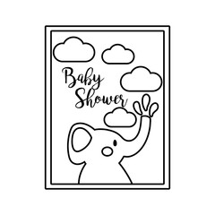 baby shower lettering with elephant line style
