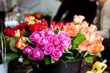 Bouquet de roses multicolore - Arrière plan décoration florale