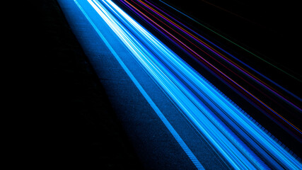 lights of moving cars at night. long exposure
