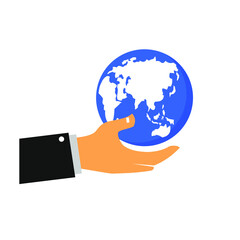 hand holding the earth, business, economy