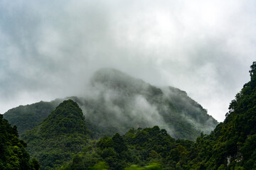 Cloudy mountain scenery in Guangxi, China