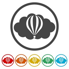 Air balloon ring icon, color set