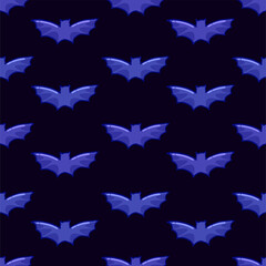 seamless pattern with blue bats isolated on dark background. hand drawn vector. doodle halloween. modern scribble for wallpaper, cover, backdrop, fabric, wrapping paper and gift. simple sketching. 