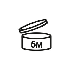 Icon of the expiration date. The period after opening is 6 months. Simple vector linear illustration