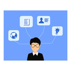 businessman with various business icons, creative, success