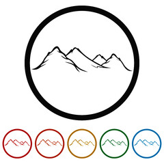 Mountain ring icon, color set