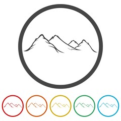 Mountain ring icon, color set