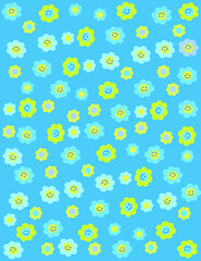 Seamless hand drawn tropical vector pattern with bright hibiscus flowers and exotic palm leaves on dark background.