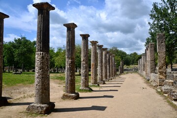 Ruins of the original Olympic Games site in Olympia Greece