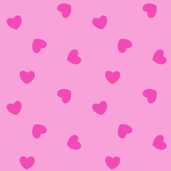 Romantic seamless pattern with pink hearts. Vector illustration. Image for Valentine's poster or cover. Repeating, endless design. Print for textiles, fabric, wallpaper, cards, gift wrap and clothes