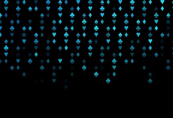 Dark BLUE vector background with cards signs.