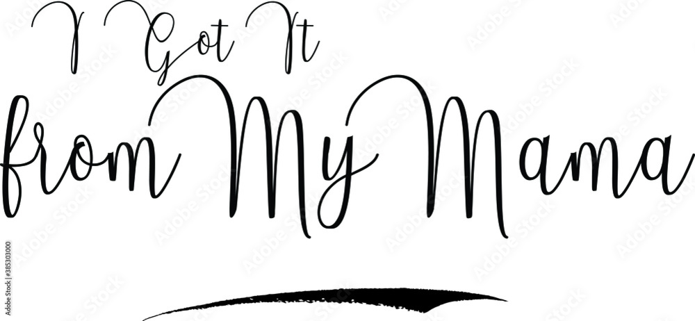 Fototapete i got it from my mama cursive calligraphy text black color text on white background