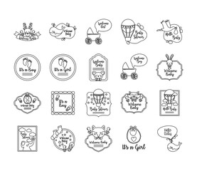 bundle of twenty baby shower set icons