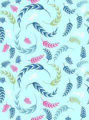Fototapeta na wymiar Botanical seamless tropical pattern with bright plants and leaves on a beige background. Exotic tropics. Summer.