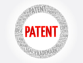 Patent word cloud collage, concept background