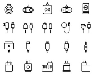 Simple set of  USB chargers icon on white background.
