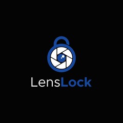 lens lock logo design unique