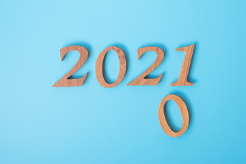change 2020 to 2021 number on blue background. Resolution, strategy, solution, goal, Mission, business, New Year New You and happy holiday concepts