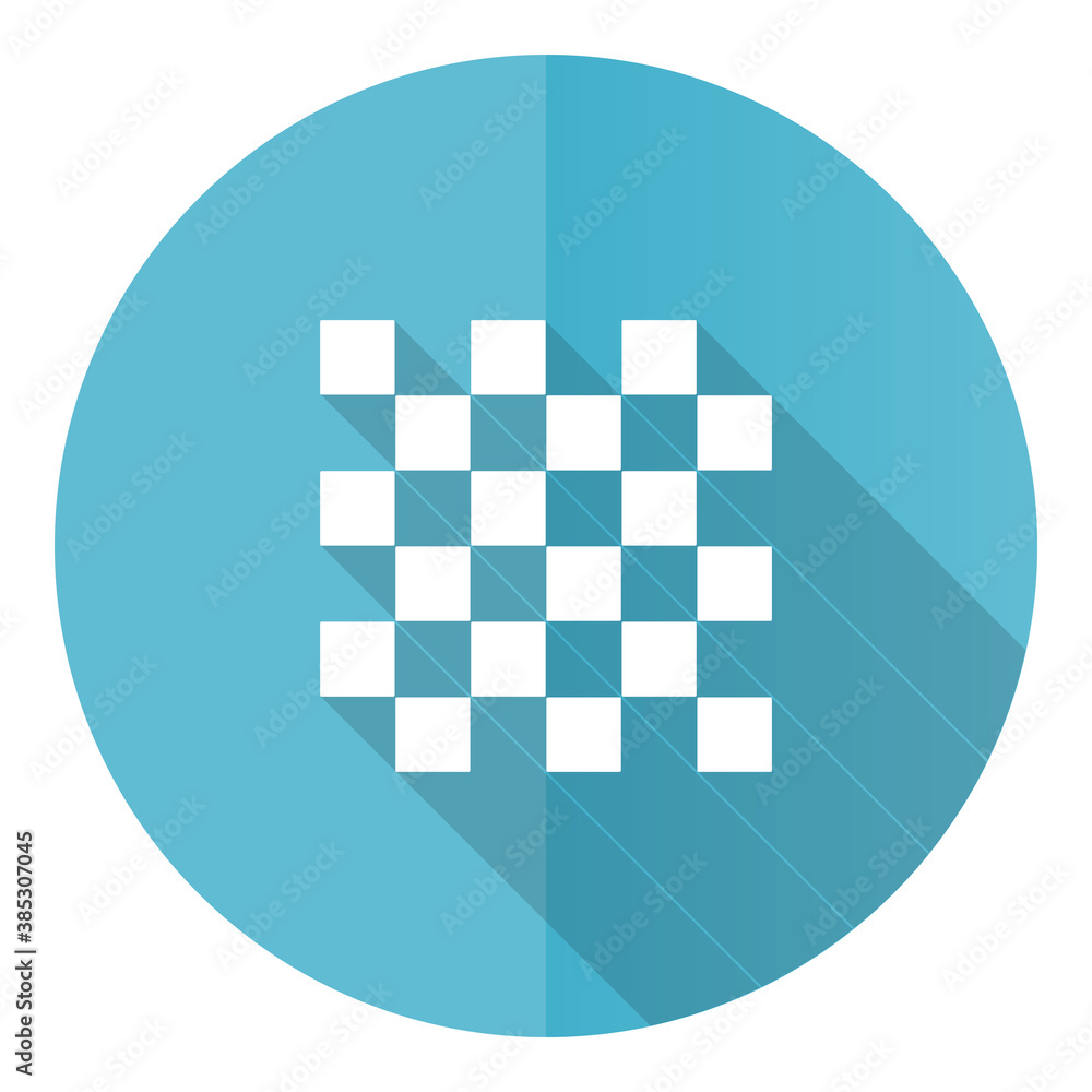 Poster chess vector icon, flat design blue round web button isolated on white background
