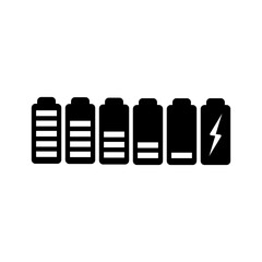 Set of black battery icons on white background. Vector EPS10
