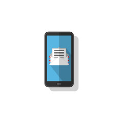 Smartphone icon colored with shadow with open letter. Vector EPS10