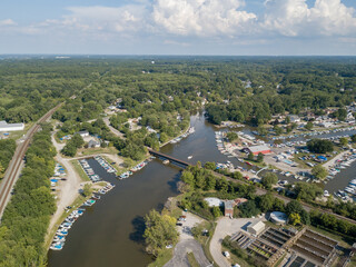 Vermilion River and Lake Erie, Vermilion Ohio aerial photography