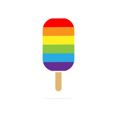 Rainbow ice cream icon. Ice colorful symbol. Sweet food vector illustration isolated on white.