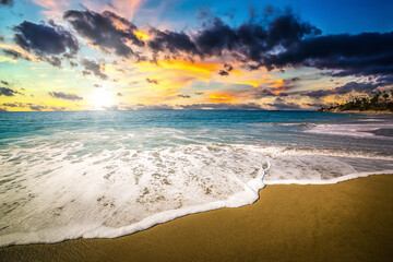 Scenic sunset in Laguna Beach shore