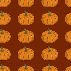 Orange pumpkin seamless pattern.