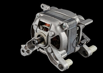 Electric motor isolated on black background