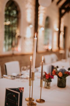 candles on a wedding table setting