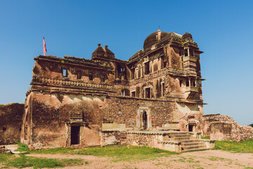 Fototapeta premium Ruins of Haveli or Mansion of Commander Jaymal Fatta on the fort of Chittorgarh, Rajasthan.