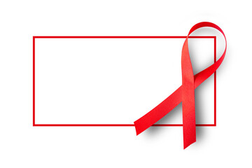 world aids day concept. red ribbon on white table background