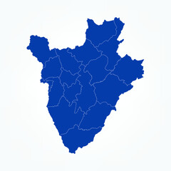 High Detailed Blue Map of Burundi on White isolated background, Vector Illustration EPS 10