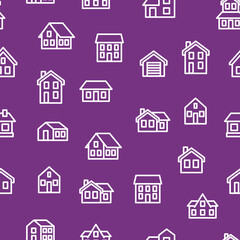 Fototapeta premium Home Signs Thin Line Concept Seamless Pattern Background . Vector